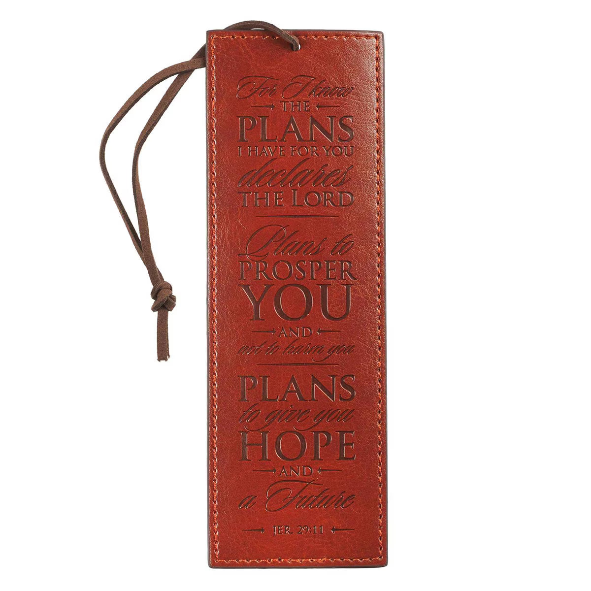 For I Know The Plans Leather Bookmark - Jeremiah 29:11